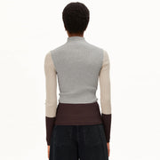 Alaania Patch Knit Sweater silver melange-sandstone