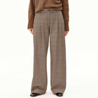 Check Wide Pleated Pant claystone/sandstone