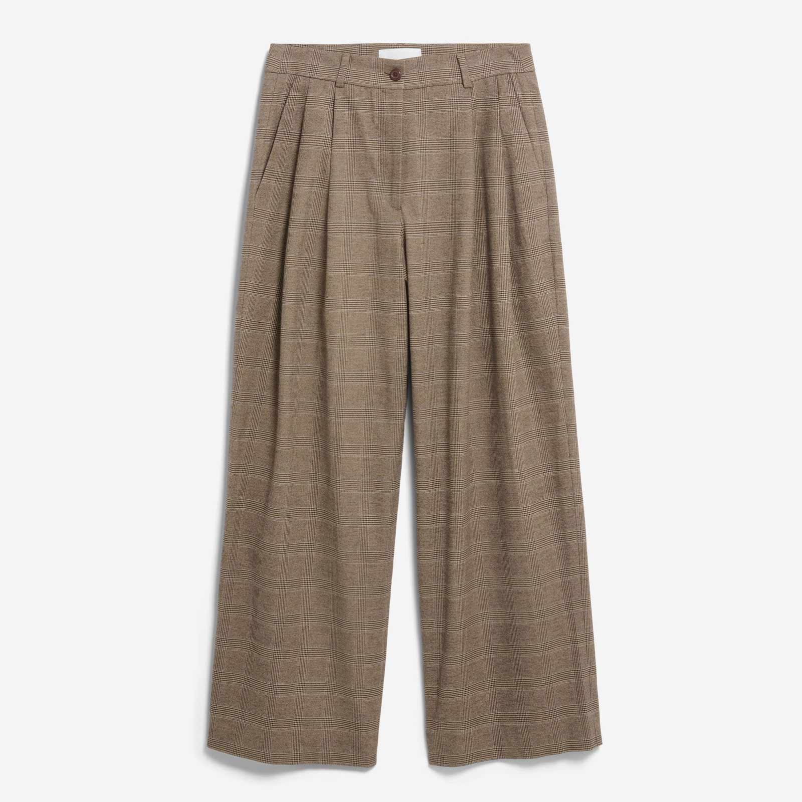 Check Wide Pleated Pant claystone/sandstone