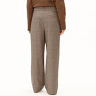 Check Wide Pleated Pant claystone/sandstone