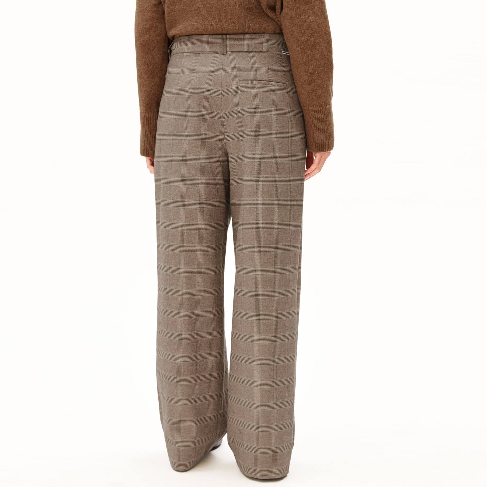 Check Wide Pleated Pant claystone/sandstone