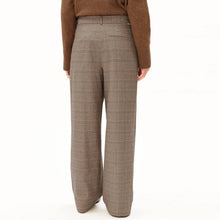 Check Wide Pleated Pant claystone/sandstone