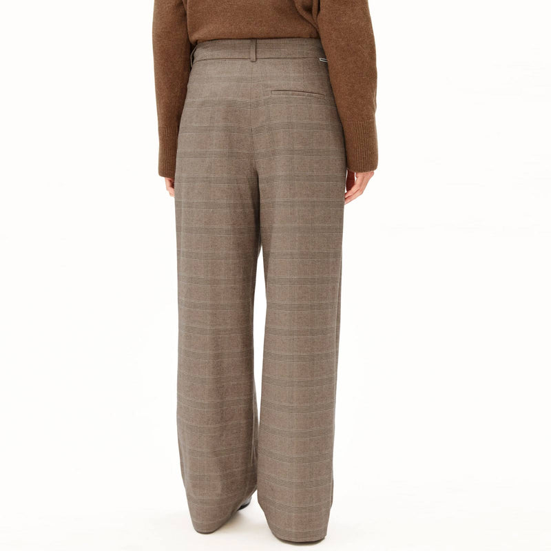 Check Wide Pleated Pant claystone/sandstone