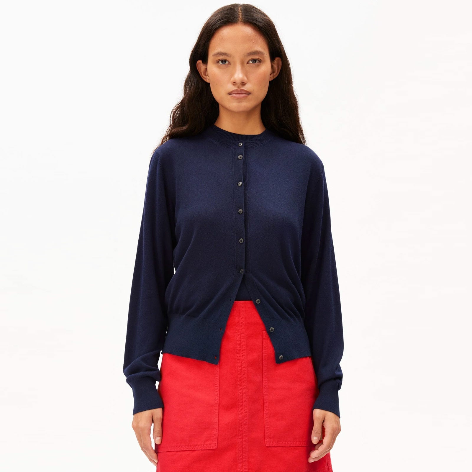 Fine Knit Cardigan tinted navy Armedangels