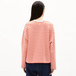Frankaa Maarlen Oversized Stripe Sweatshirt poppy red undyed