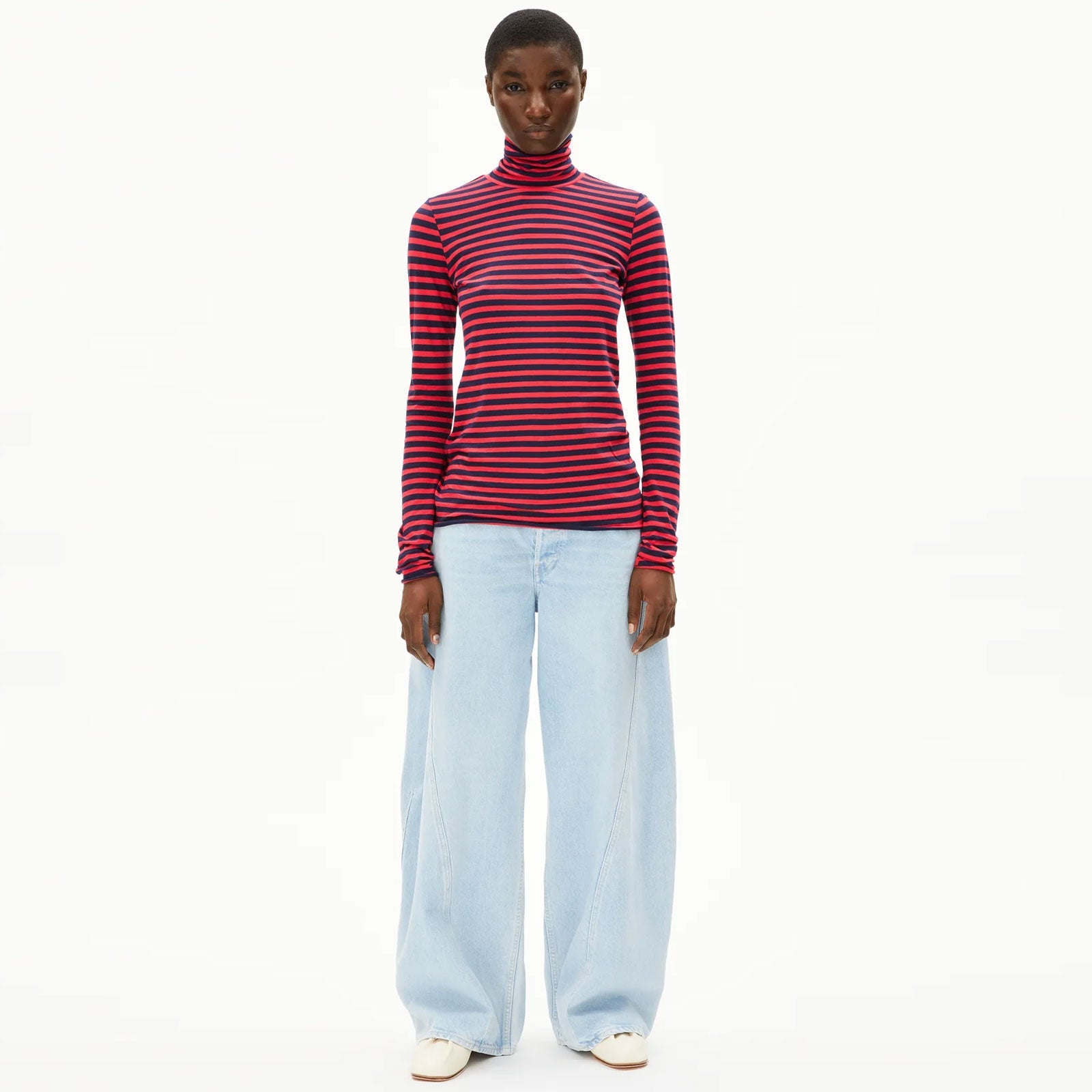 Graziliaa Stripes TN Longsleeve tinted navy/candy apple Armedangels