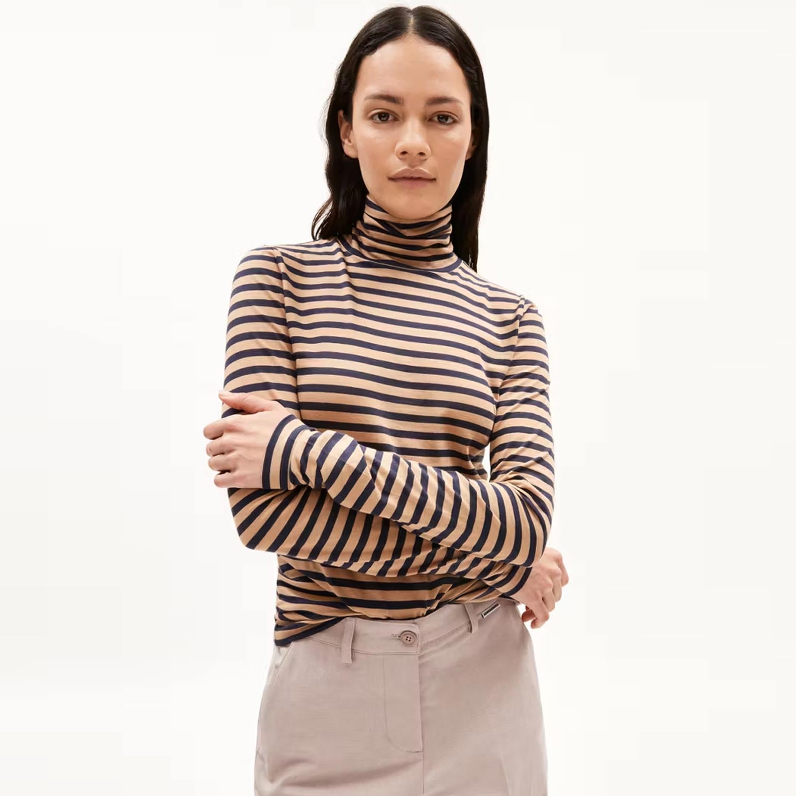 Graziliaa Stripes Turtleneck Longsleeve cinnamon dust-night sky