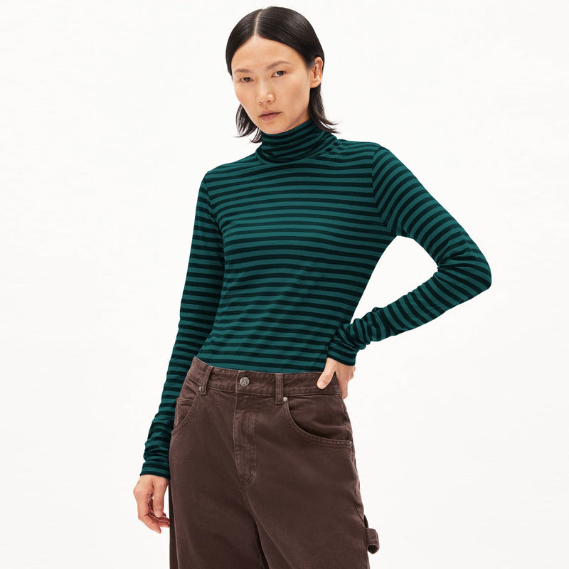 Graziliaa Stripes Turtleneck Longsleeve teal stone-black