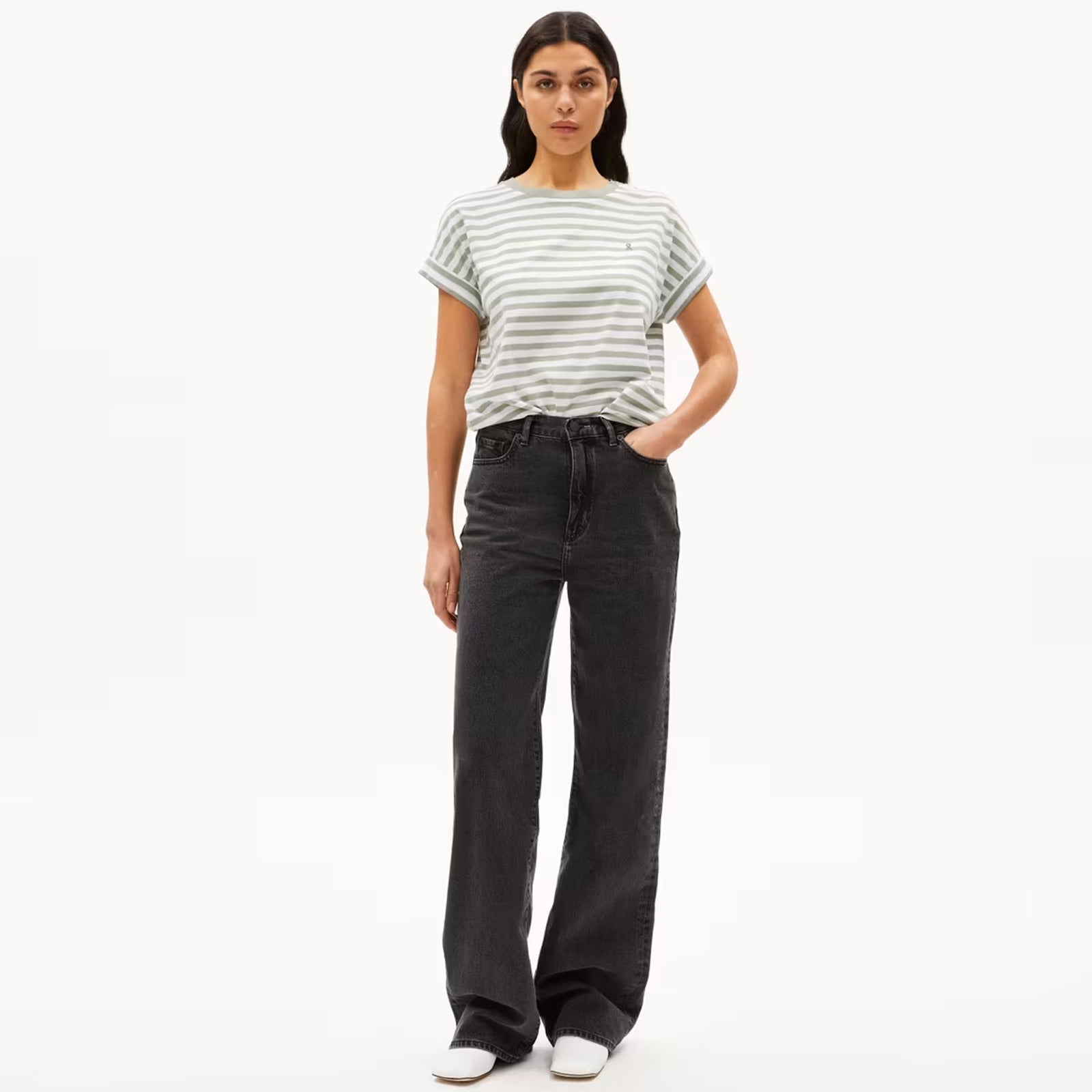 Idaara Stripes Tee white seagreen