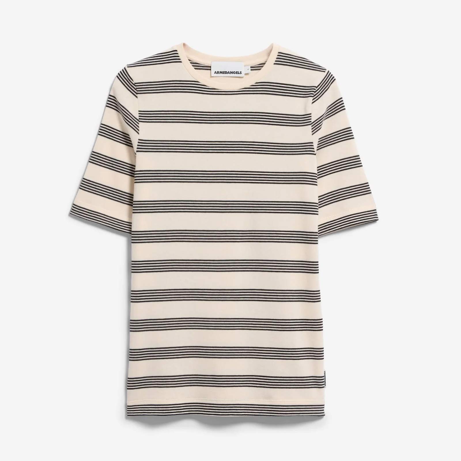 Jaanisara Fine Stripe T-Shirt oatmilk/black