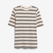 Jaanisara Fine Stripe T-Shirt oatmilk/black