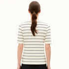 Jaanisara Fine Stripe T-Shirt oatmilk/black