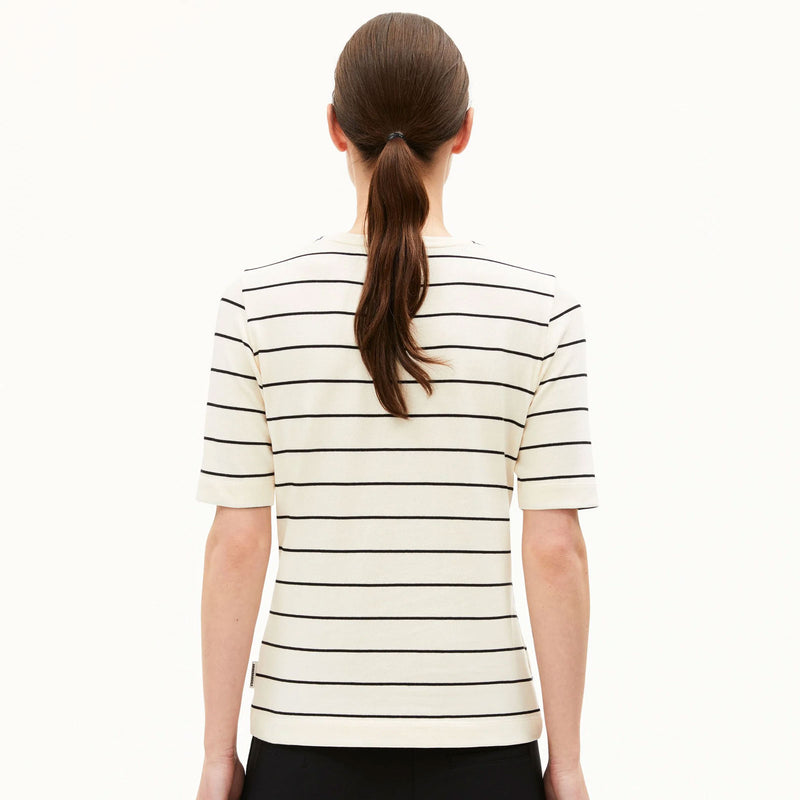 Jaanisara Fine Stripe T-Shirt oatmilk/black
