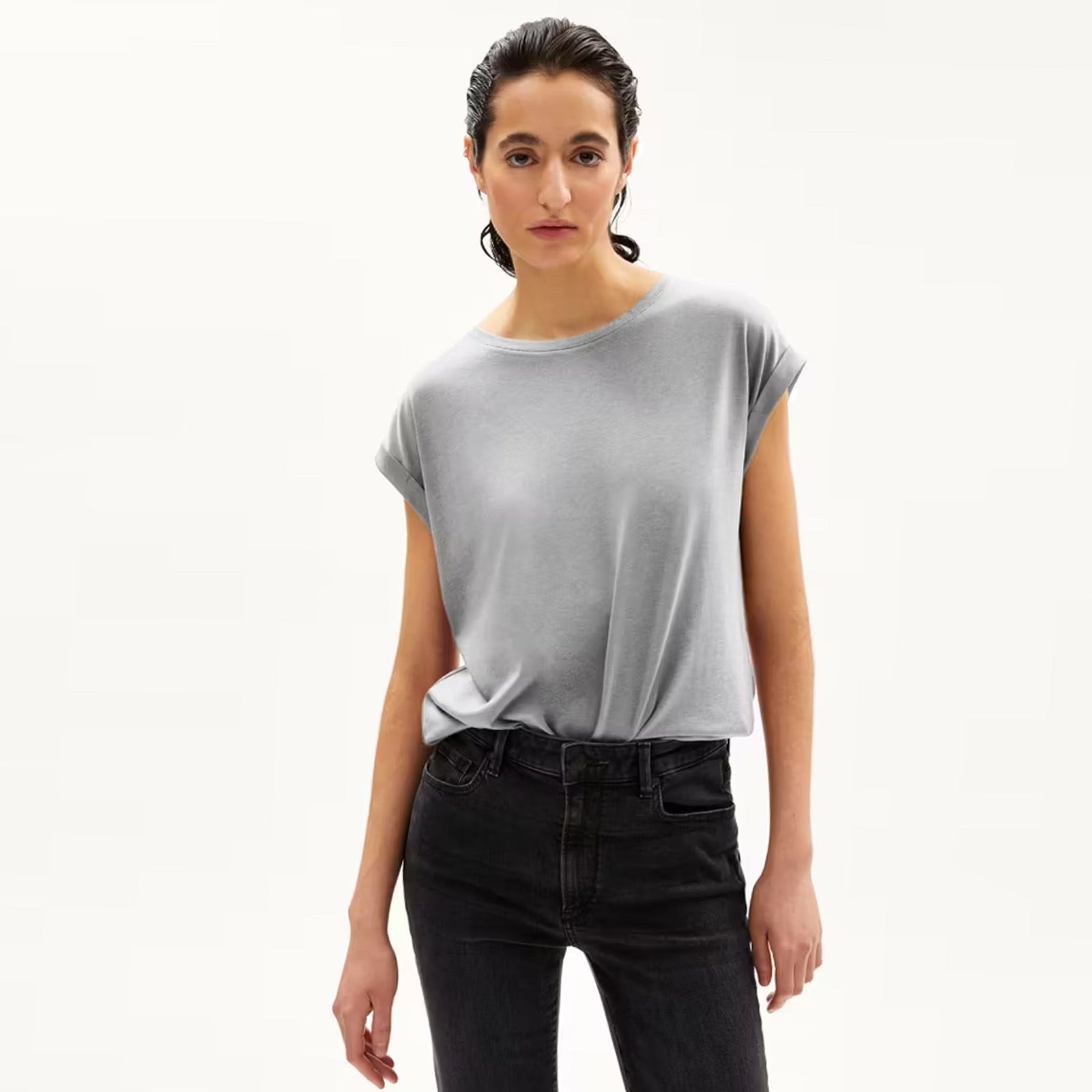 Jilaana Top mid grey melange