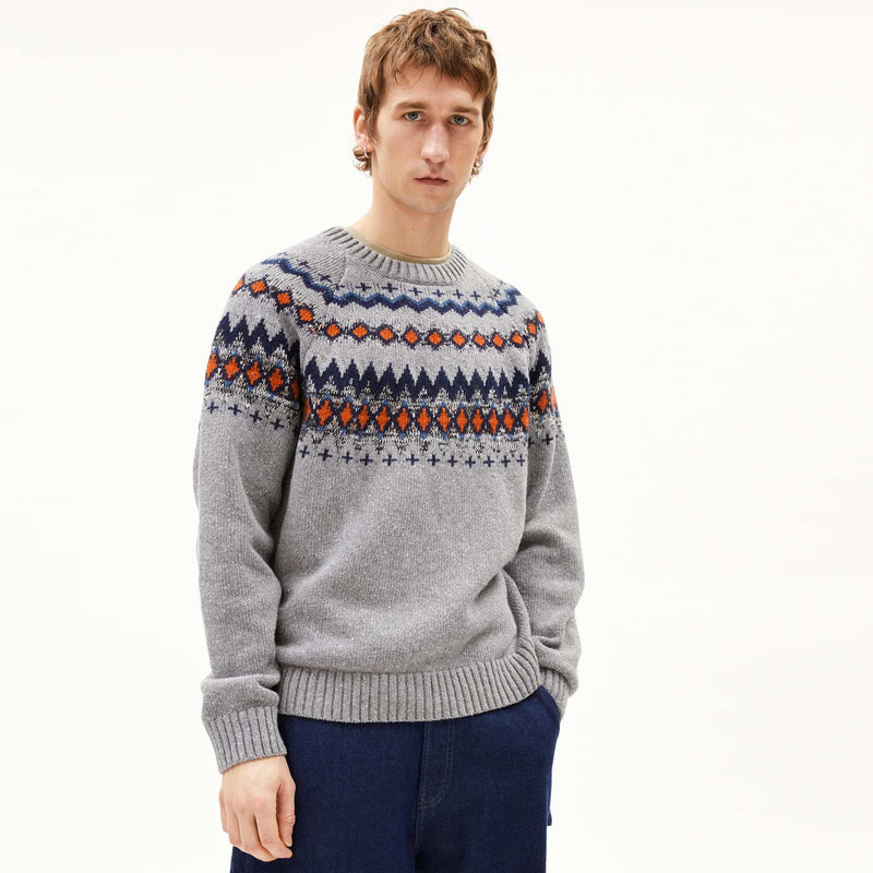 Kaalla Fair Isle Jumper silver melange/dusty orange Armedangels