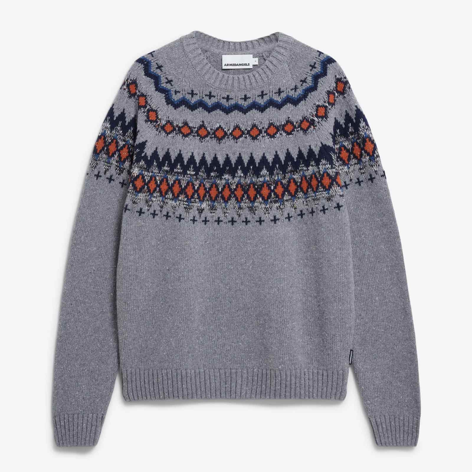 Kaalla Fair Isle Jumper silver melange/dusty orange Armedangels
