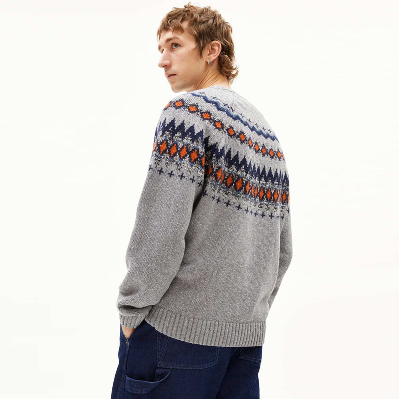 Kaalla Fair Isle Jumper silver melange/dusty orange Armedangels