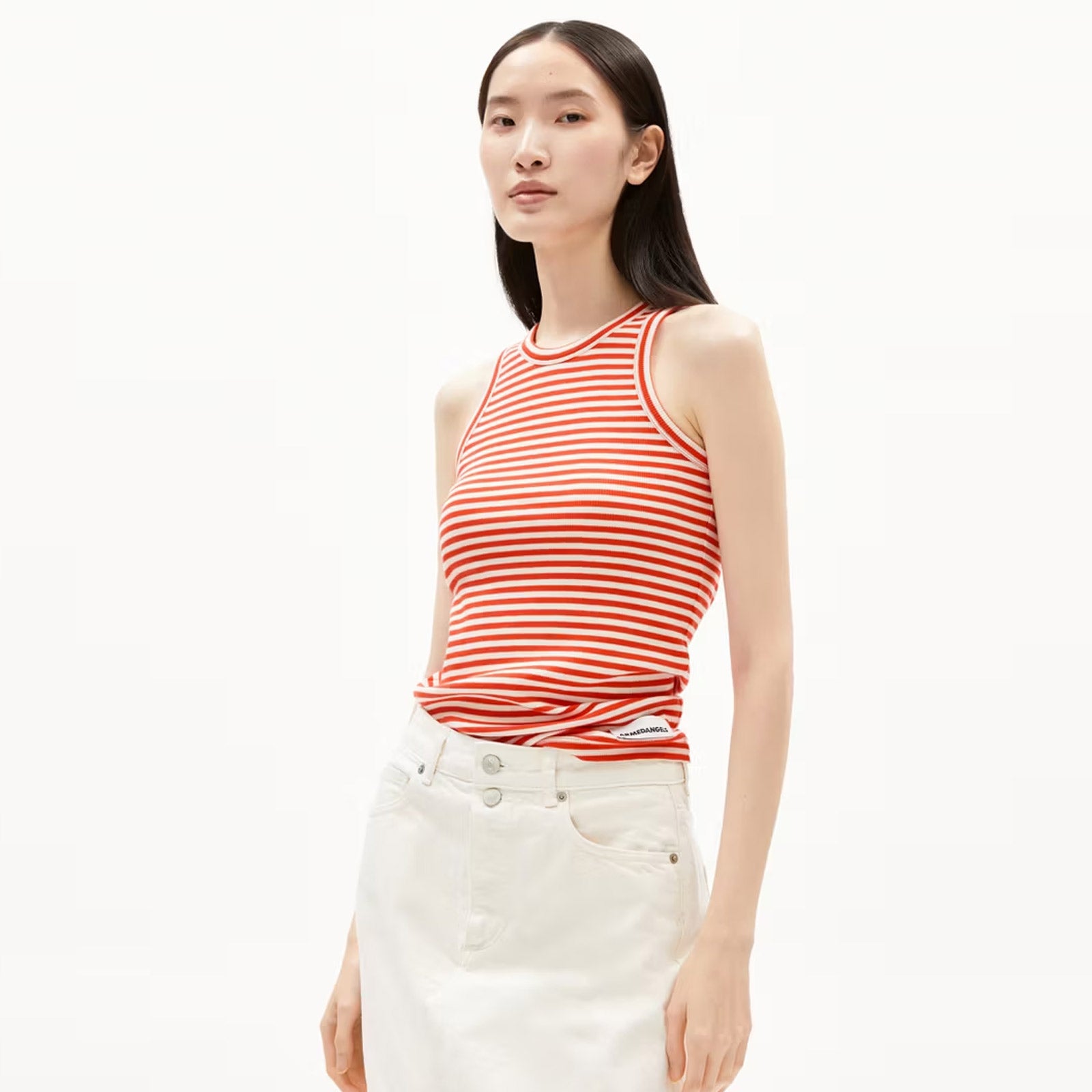 Kanitaa Stripes Top poppy red/oatmilk