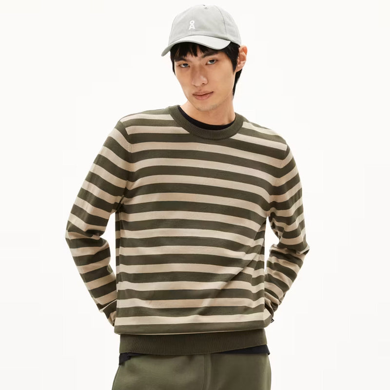 Loukaa Fine Stripes Jumper forest pine/light sage Armedangels