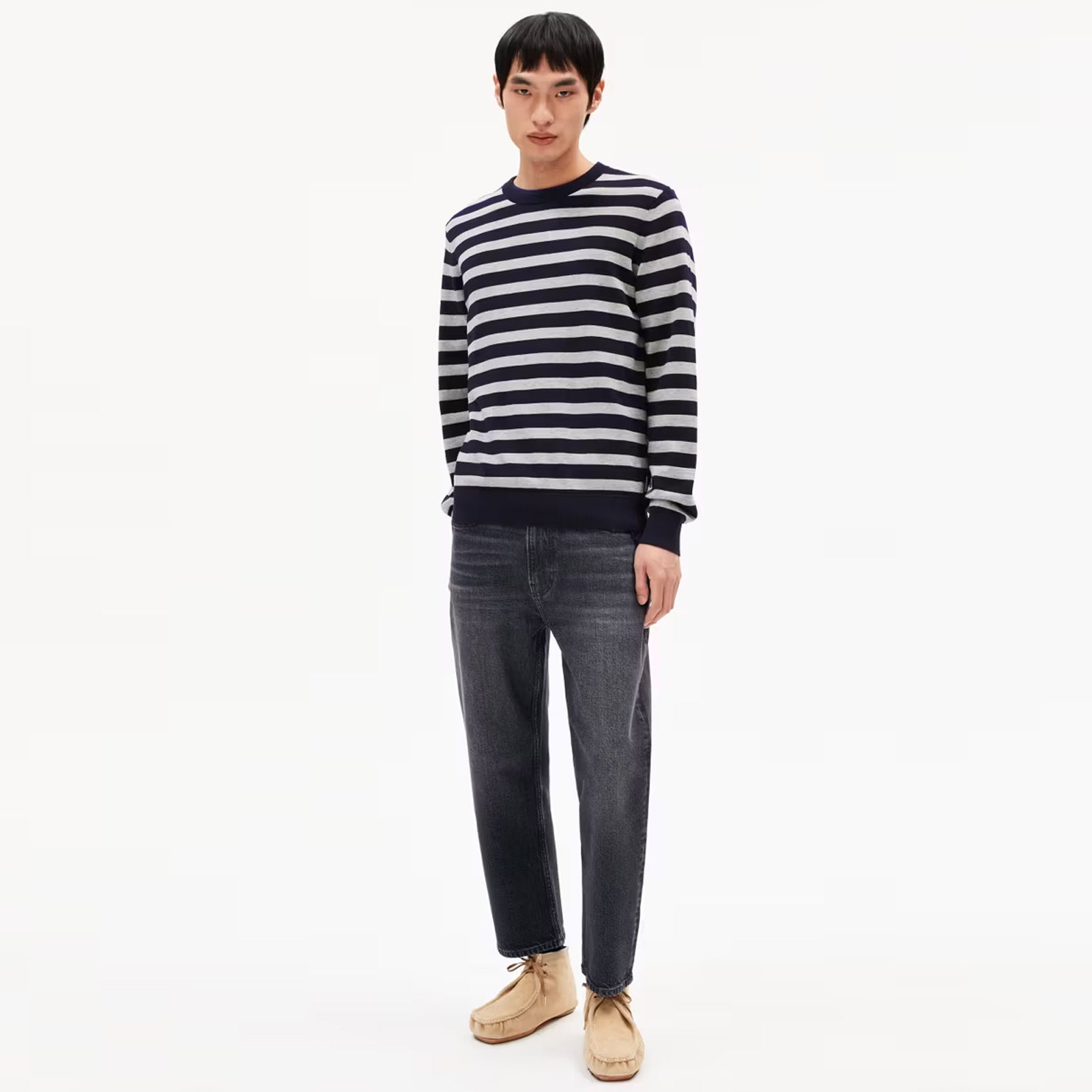 Loukaa Fine Stripes Jumper night sky/silver melange Armedangels