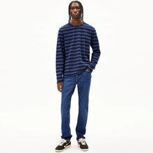 Maarkos LS Stripes Br Tee blue melange/night sky Armedangels
