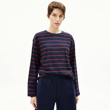 Marynaa Fine Stripe Jumper tinted navy/candy apple Armedangels