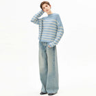 Merinaa Stripes Jumper blue glow/oatmilk