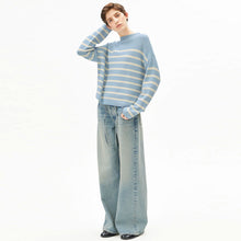 Merinaa Stripes Jumper blue glow/oatmilk