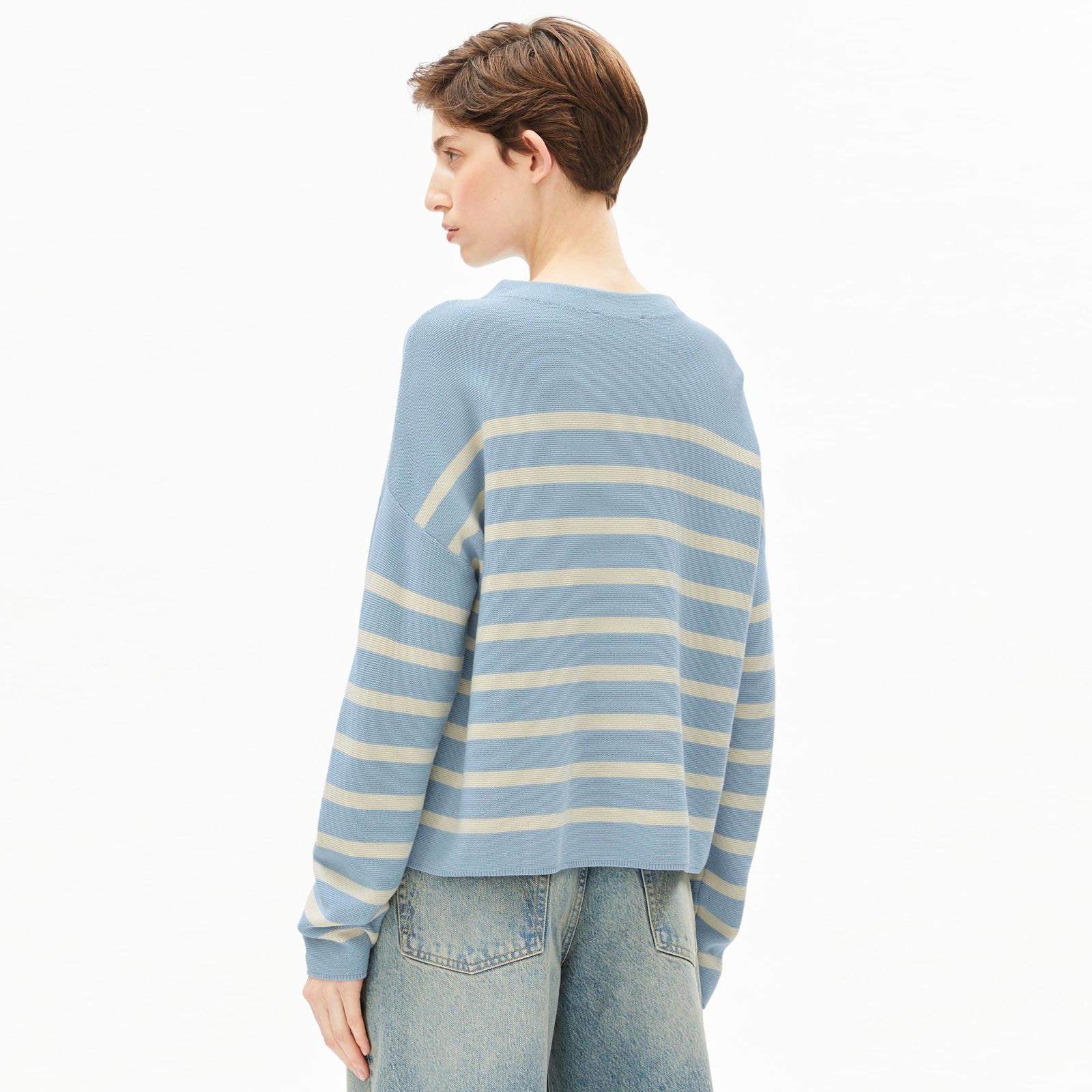 Merinaa Stripes Jumper blue glow/oatmilk