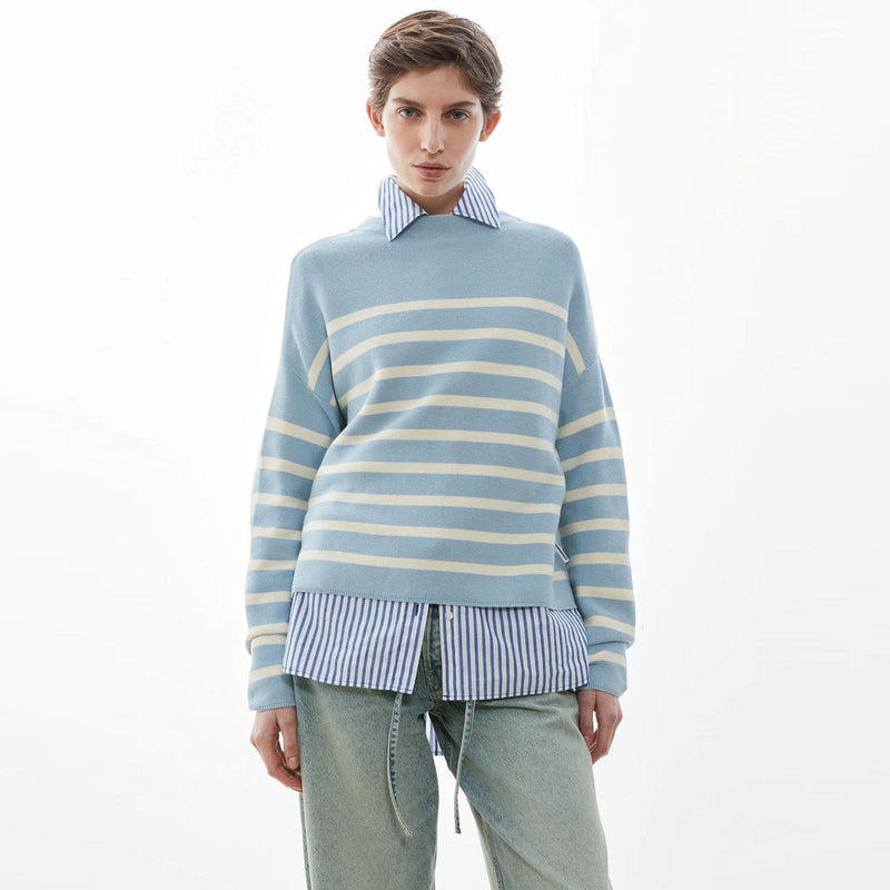 Merinaa Stripes Jumper blue glow/oatmilk