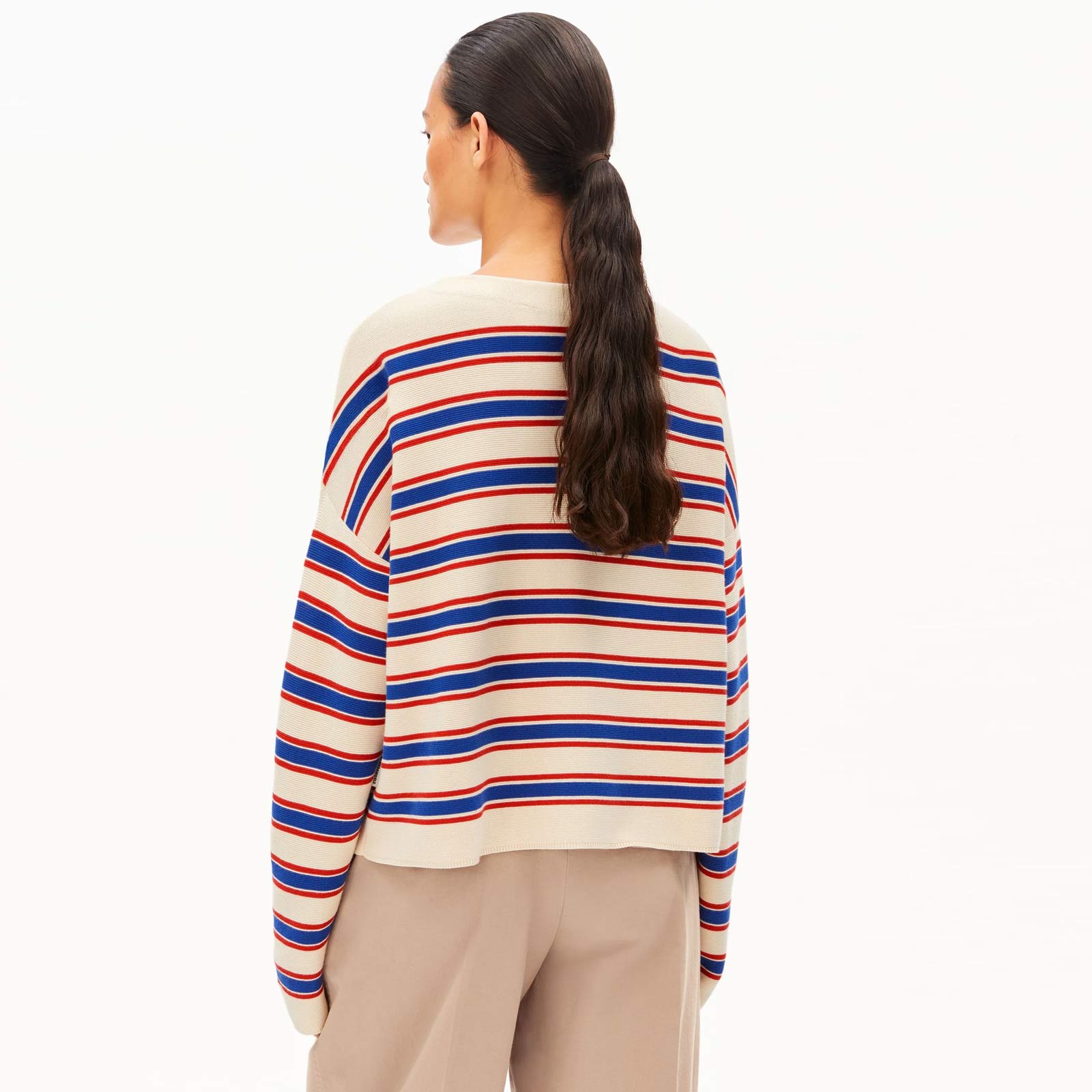 Merinaa Stripes Jumper oatmilk/mars red/dynamo blue