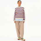 Merinaa Stripes Jumper oatmilk/mars red/dynamo blue
