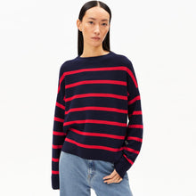 Merinaa Stripes Jumper tinted navy/candy apple Armedangels