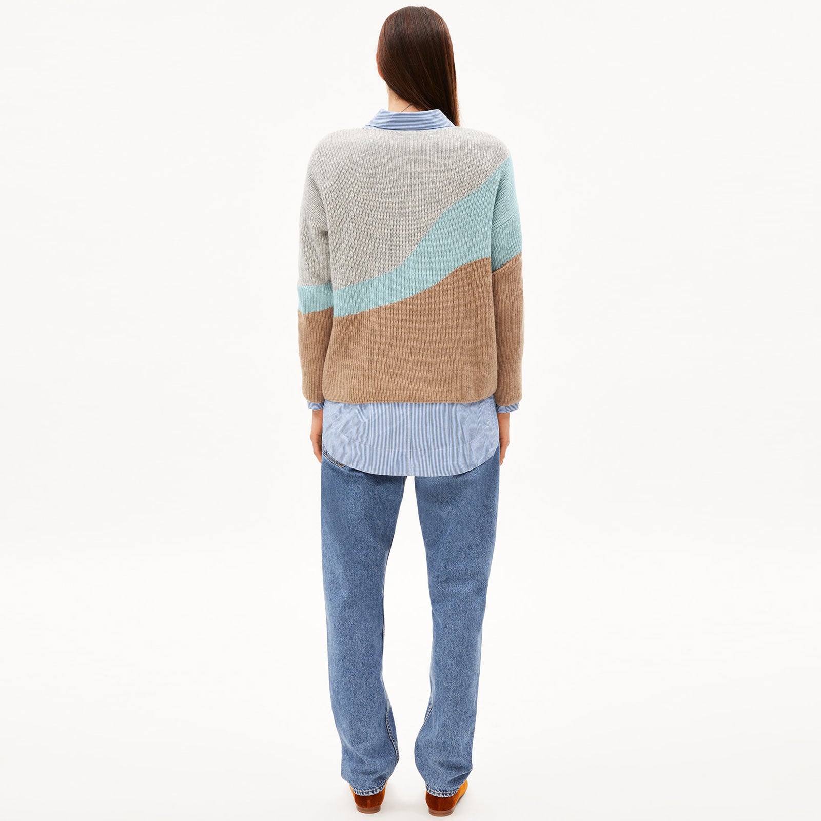 Miyaas Multicolor Pullover light grey melange-icy mist