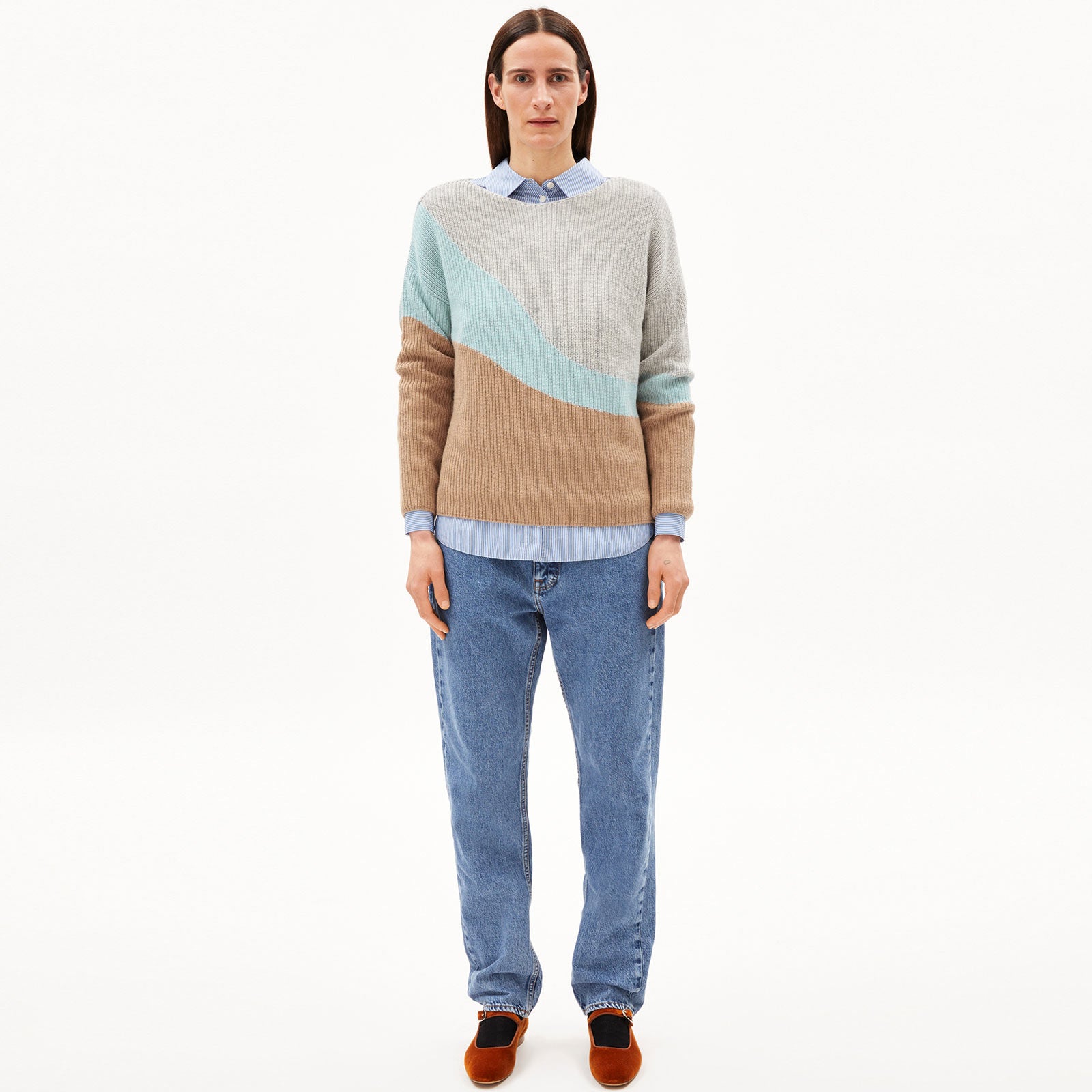 Miyaas Multicolor Pullover light grey melange-icy mist