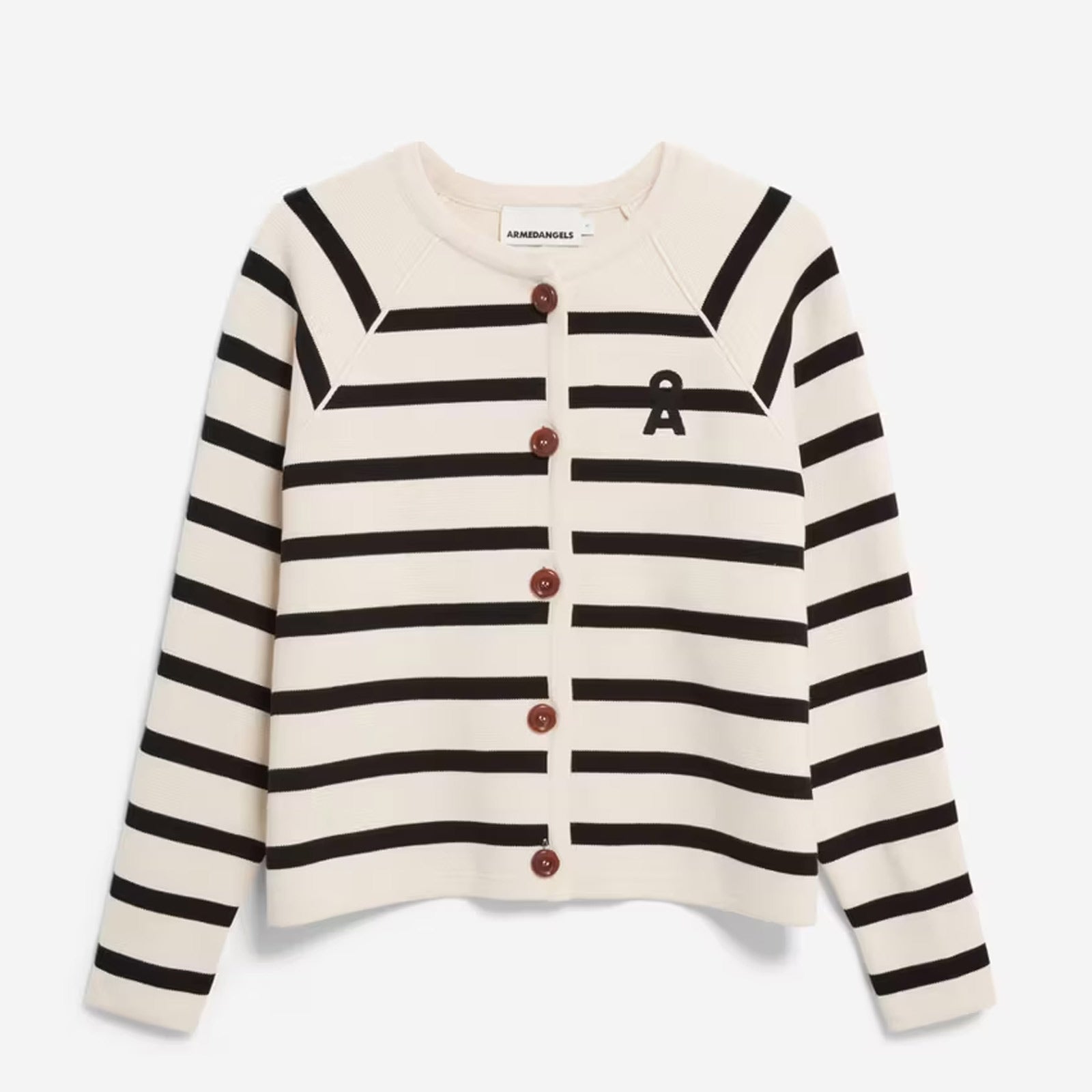 Naadja Stripes Cardigan oatmilk/black