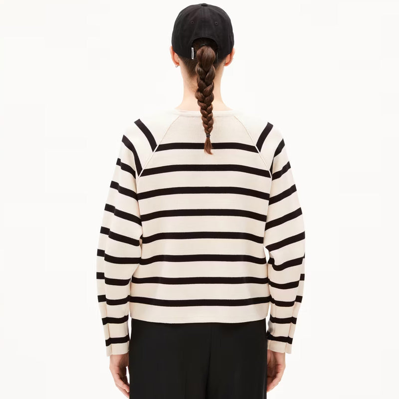 Naadja Stripes Cardigan oatmilk/black