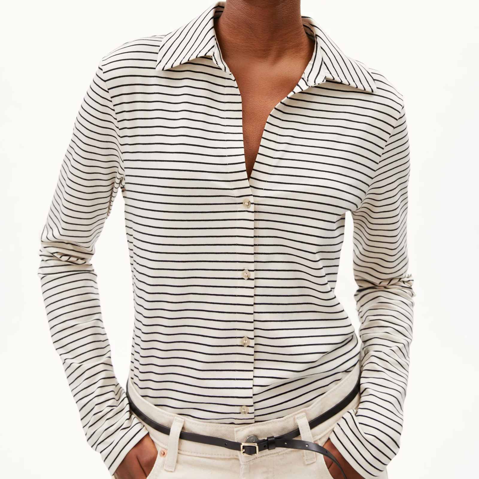 Nalaannia Stripe Blouse oatmilk-black