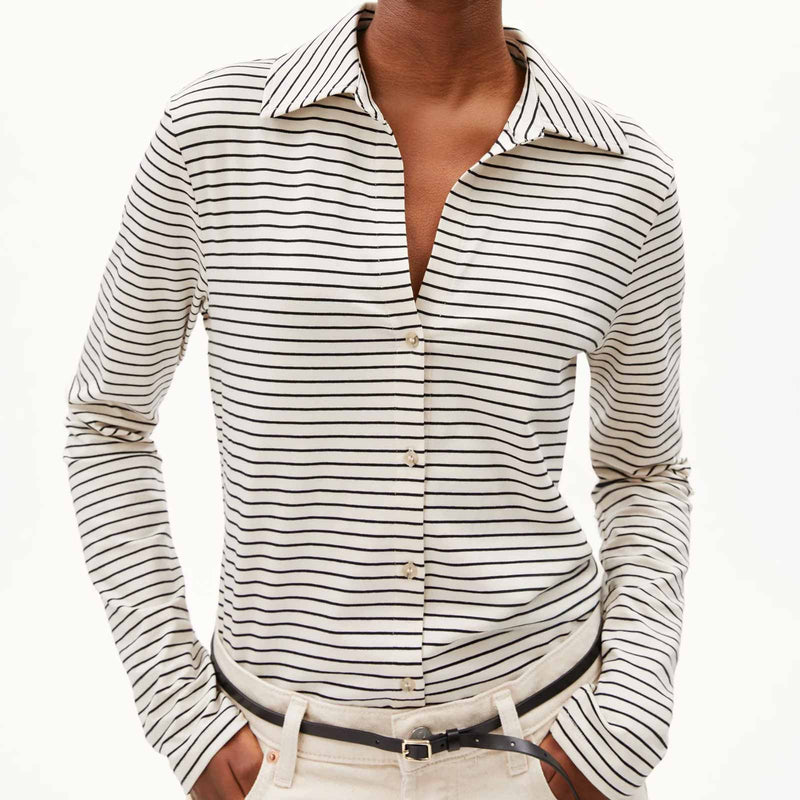 Nalaannia Stripe Blouse oatmilk-black