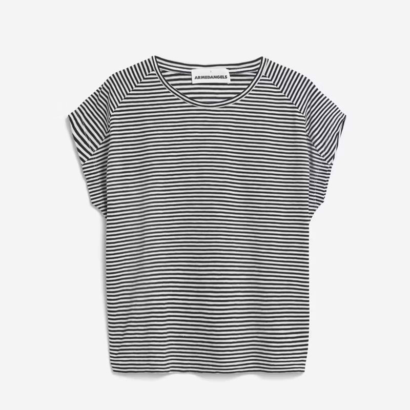 Oneliaa Loveley Stripes Tee black/oatmilk