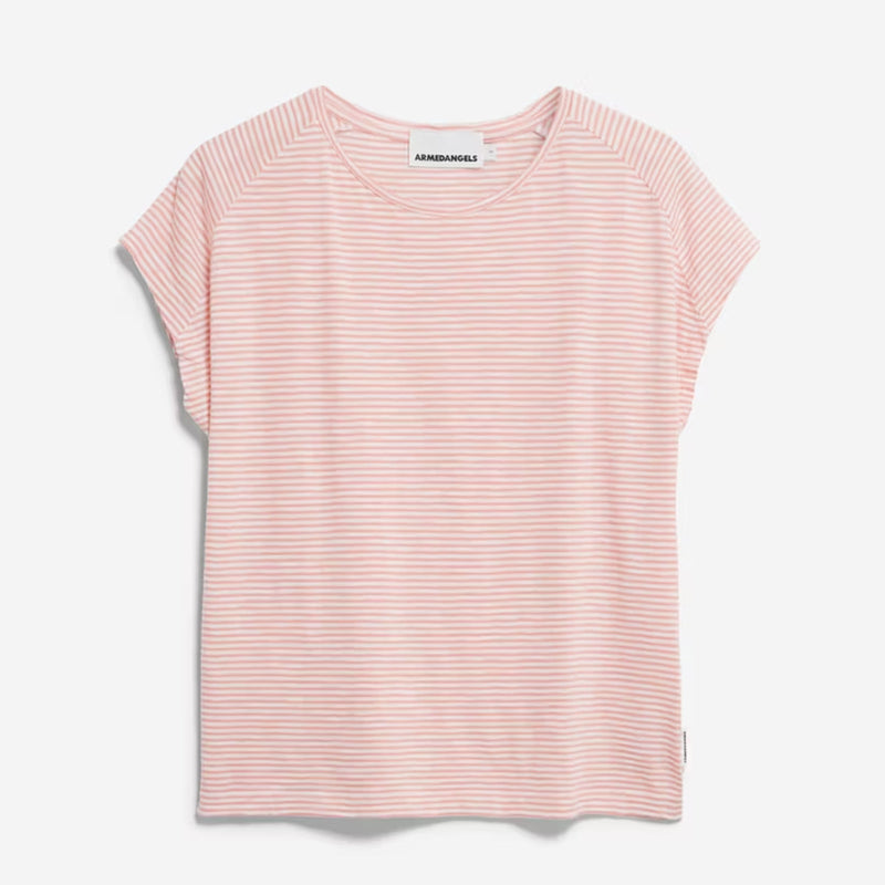 Oneliaa Lovely Stripes Tee oatmilk/deep rosalilly