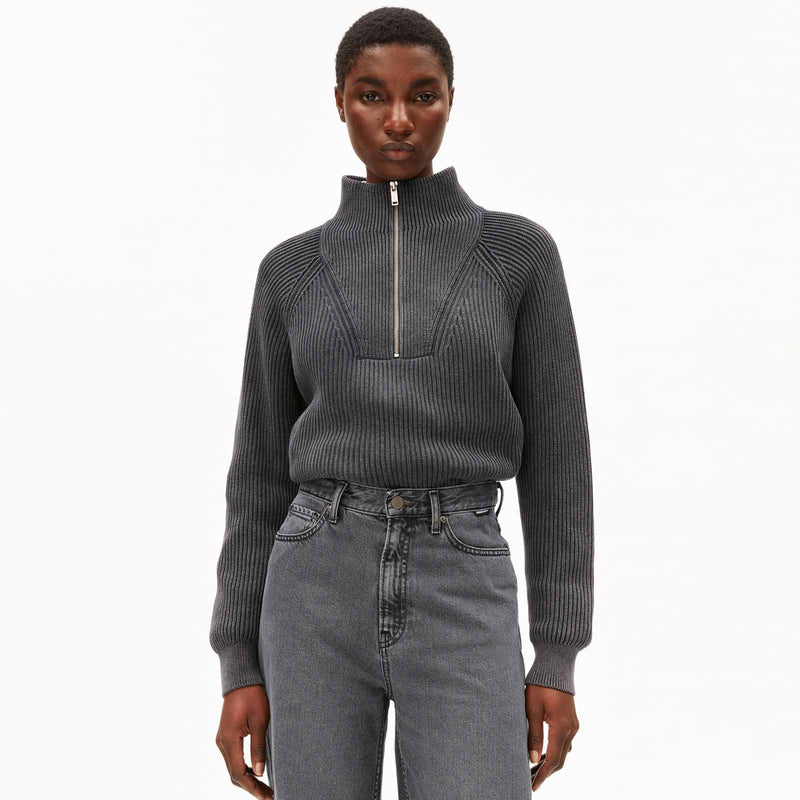 Ronyiaas GMT Dye Half Zip Jumper black Armedangels
