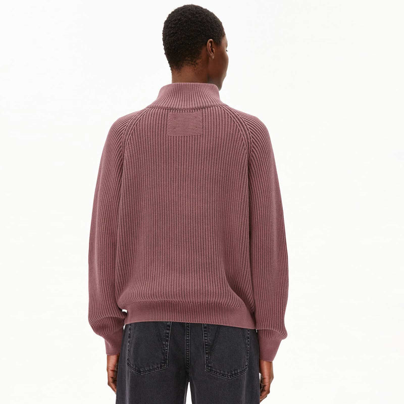 Ronyiaas GMT Dye Half Zip Jumper dark berry Armedangels