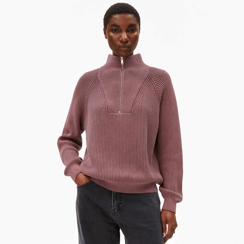 Ronyiaas GMT Dye Half Zip Jumper dark cranberry Armedangels