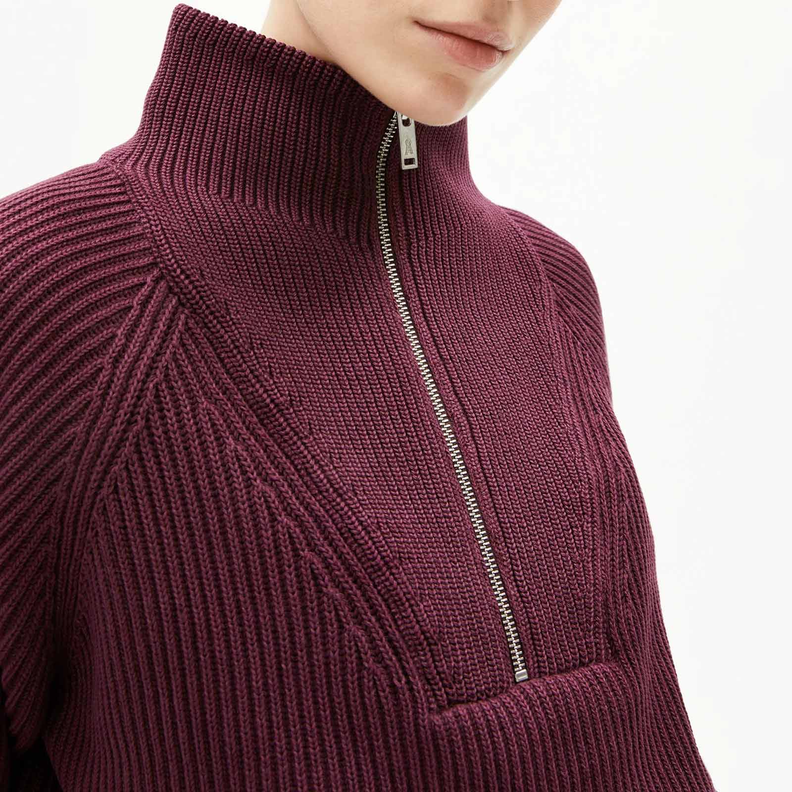 Ronyiaas GMT Dye Half Zip Jumper dark cranberry Armedangels