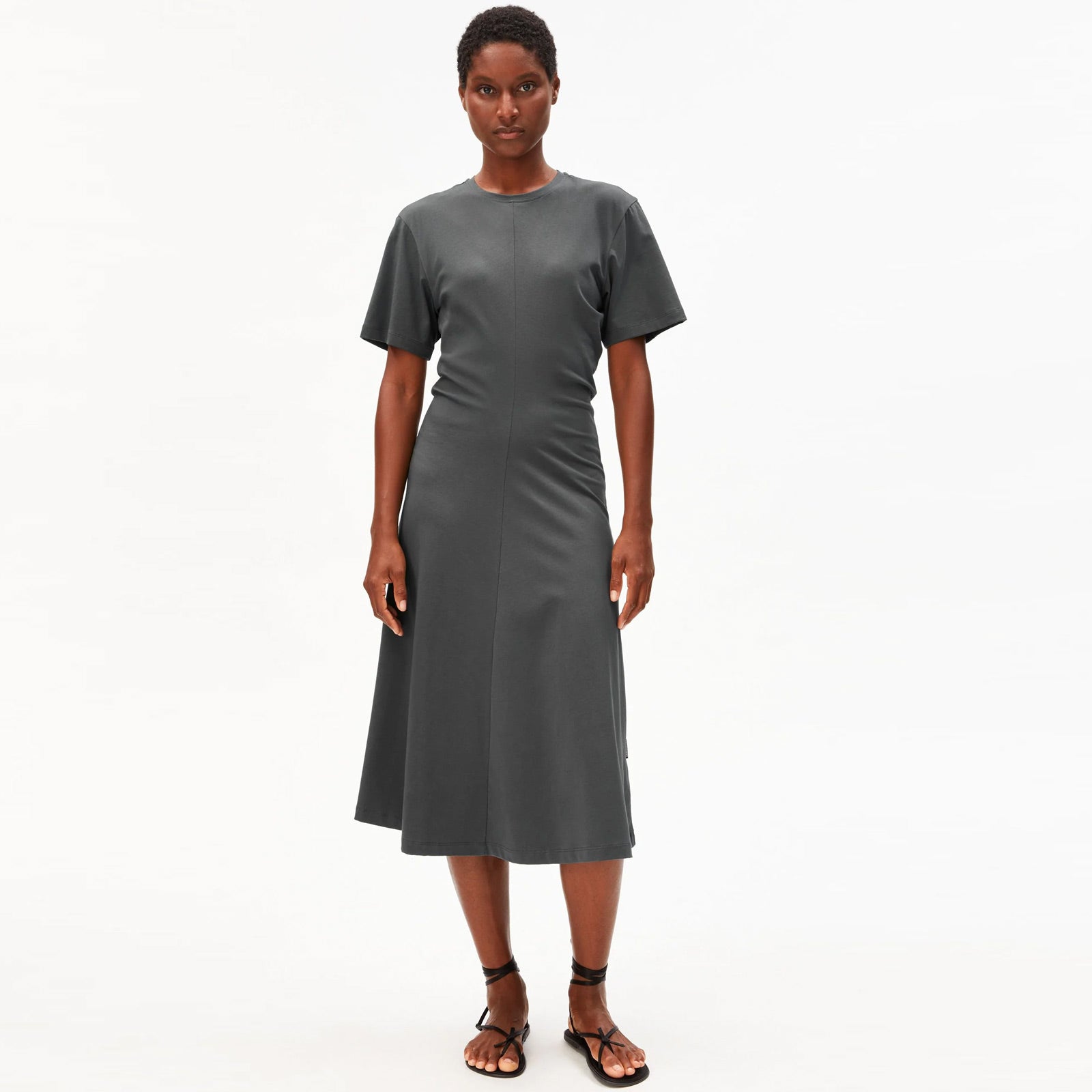 Short Sleeve Jersey Midi Dress space steel