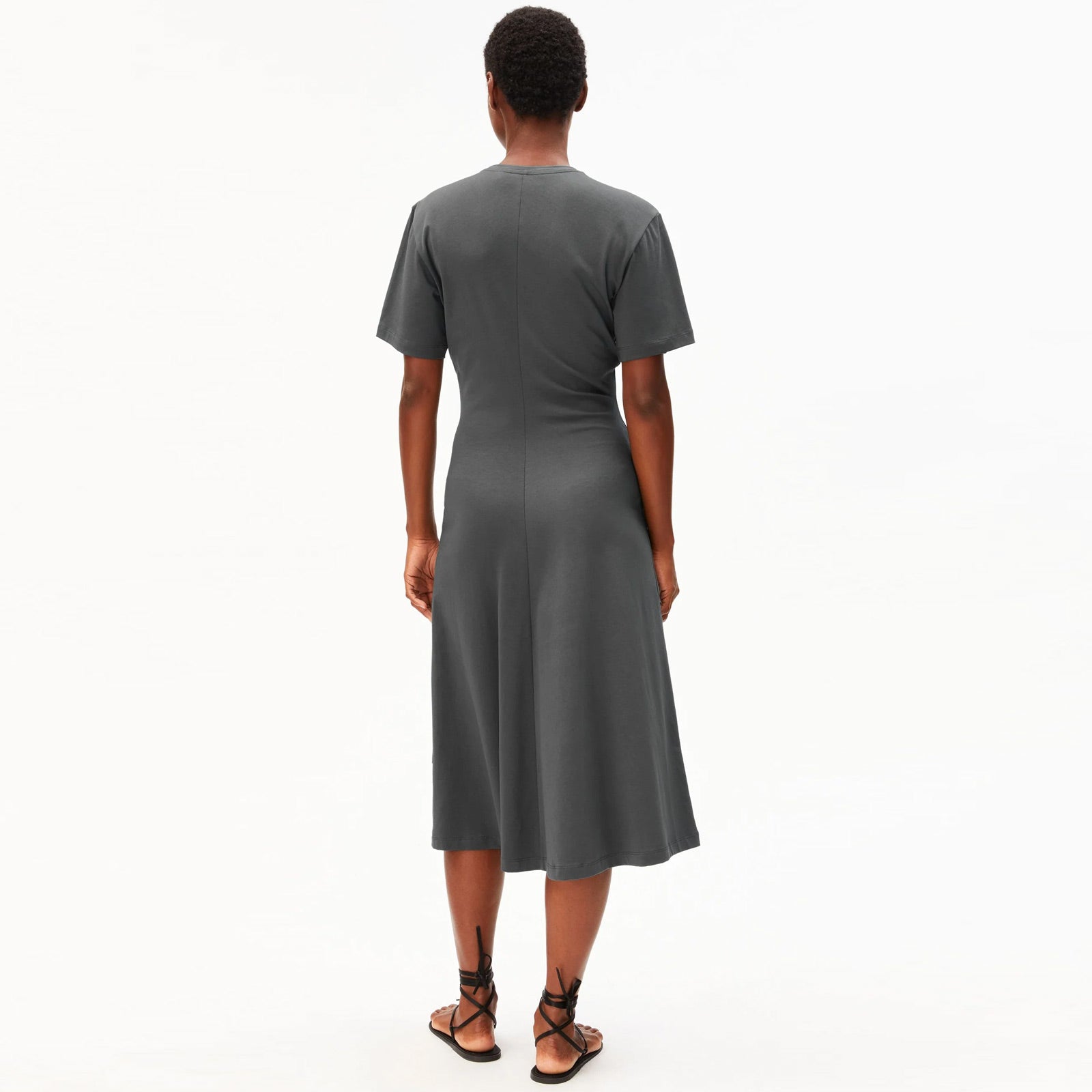 Short Sleeve Jersey Midi Dress space steel