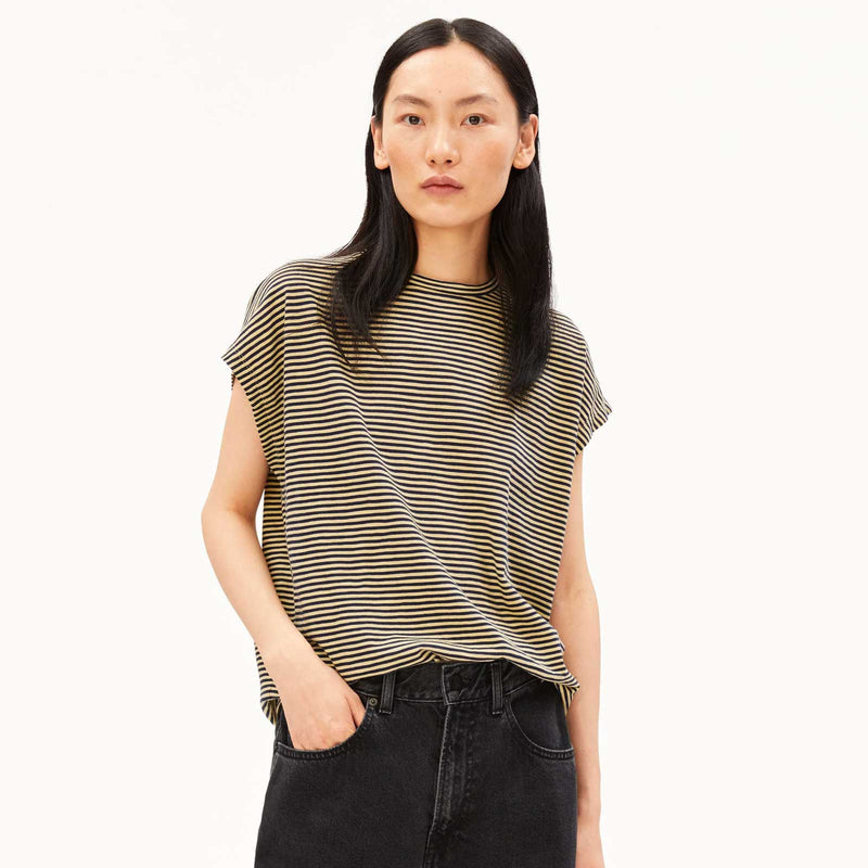 Slub Jersey Stripe T-Shirt tinted navy/golden hay