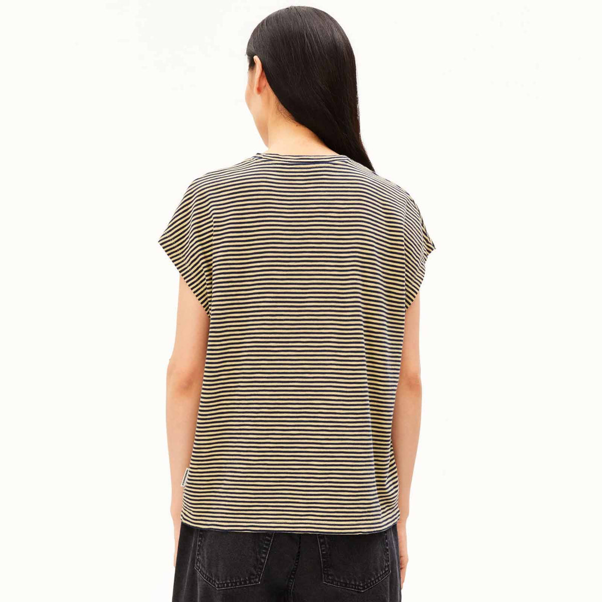 Slub Jersey Stripe T-Shirt tinted navy/golden hay