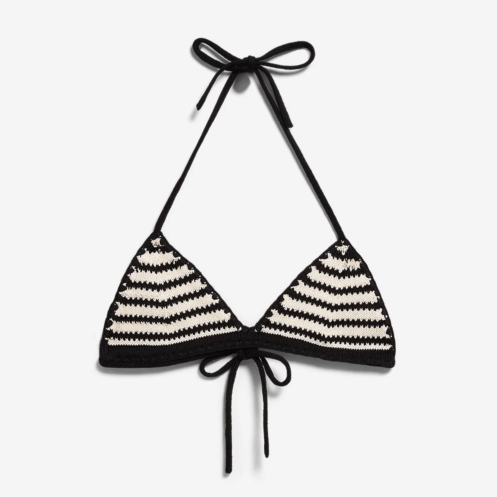 Stripe Bikini Knit Top undyed black Armedangels